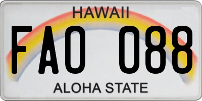 HI license plate FAO088