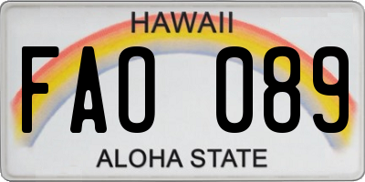 HI license plate FAO089
