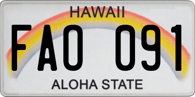 HI license plate FAO091