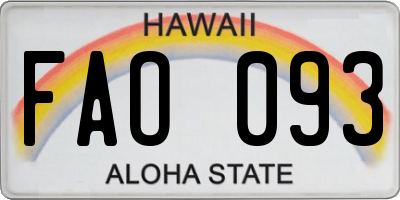 HI license plate FAO093