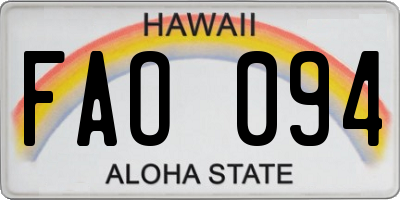 HI license plate FAO094