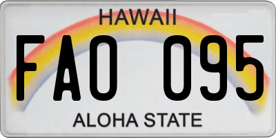 HI license plate FAO095