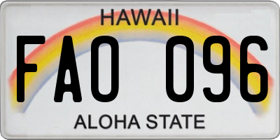 HI license plate FAO096