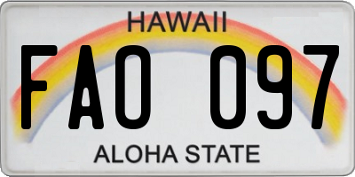 HI license plate FAO097