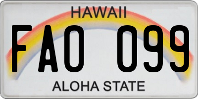 HI license plate FAO099