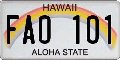 HI license plate FAO101