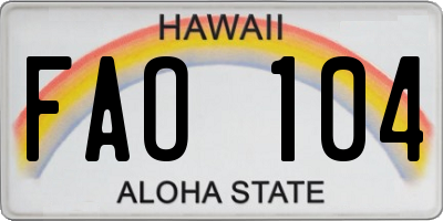 HI license plate FAO104