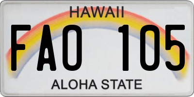 HI license plate FAO105