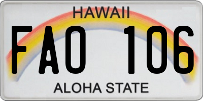 HI license plate FAO106