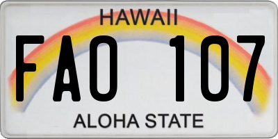 HI license plate FAO107