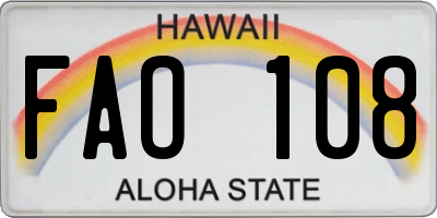HI license plate FAO108