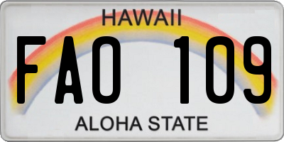 HI license plate FAO109