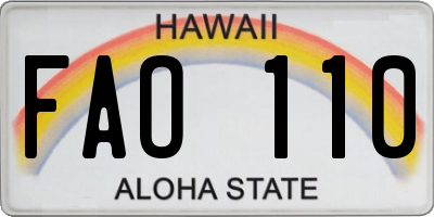 HI license plate FAO110