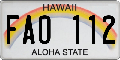 HI license plate FAO112