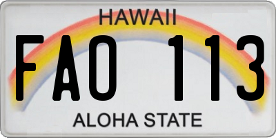 HI license plate FAO113