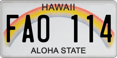 HI license plate FAO114