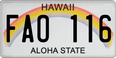 HI license plate FAO116