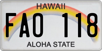HI license plate FAO118