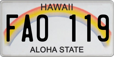 HI license plate FAO119