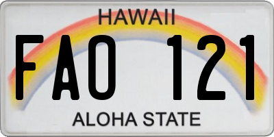 HI license plate FAO121