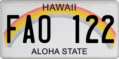 HI license plate FAO122
