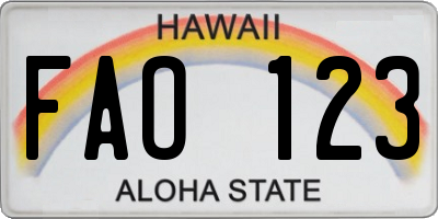 HI license plate FAO123
