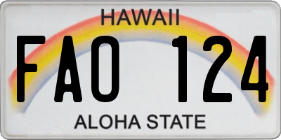 HI license plate FAO124