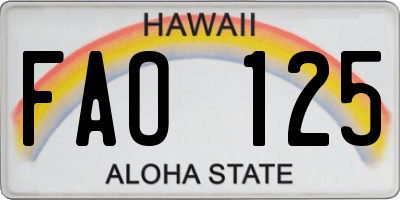 HI license plate FAO125