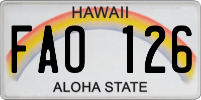 HI license plate FAO126