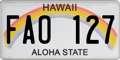 HI license plate FAO127