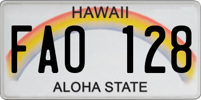 HI license plate FAO128