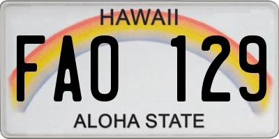 HI license plate FAO129