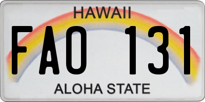 HI license plate FAO131