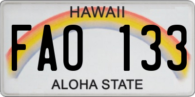 HI license plate FAO133
