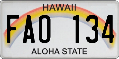 HI license plate FAO134