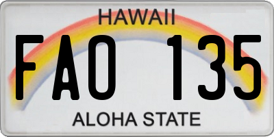 HI license plate FAO135