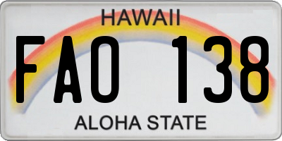 HI license plate FAO138