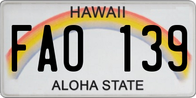 HI license plate FAO139
