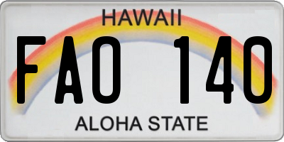 HI license plate FAO140