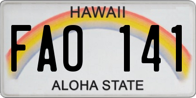 HI license plate FAO141