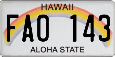 HI license plate FAO143