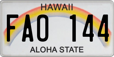HI license plate FAO144