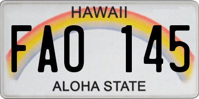 HI license plate FAO145