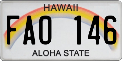HI license plate FAO146
