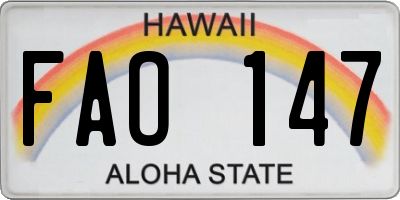 HI license plate FAO147