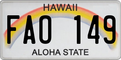 HI license plate FAO149