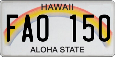 HI license plate FAO150