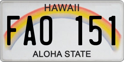 HI license plate FAO151