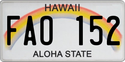 HI license plate FAO152