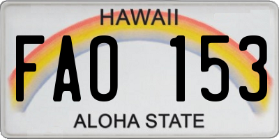 HI license plate FAO153